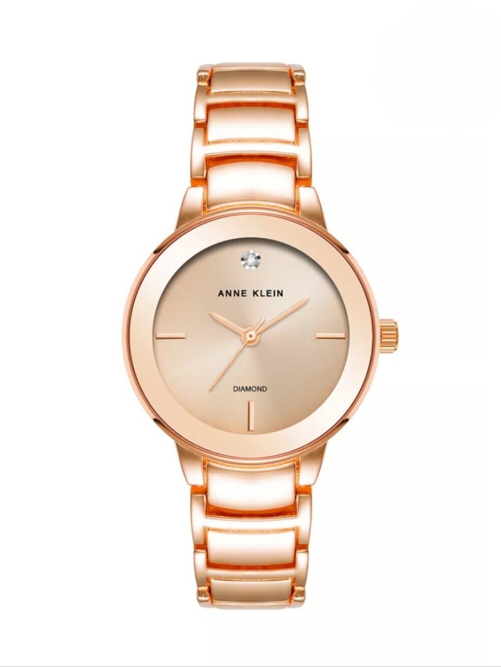 Anne Klein Rose Gold Tone Bracelet Watch with Pink Dial Accent